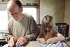 Granddad and Addie doing crafts together in Marietta, GA