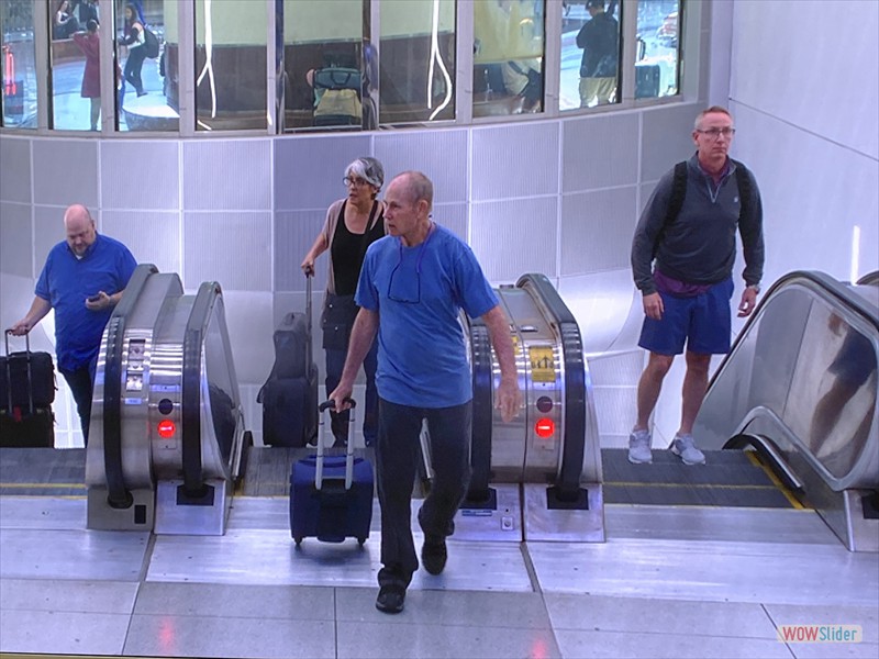 Cal and Mary arriving at airport