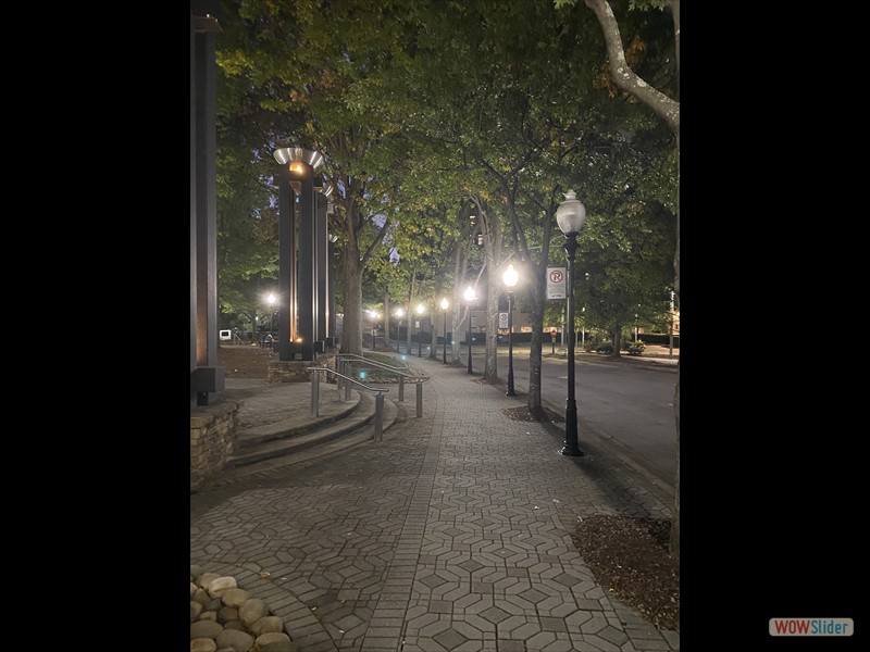 Park lights across from the Meridian