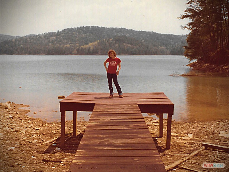 Deb standing on dock